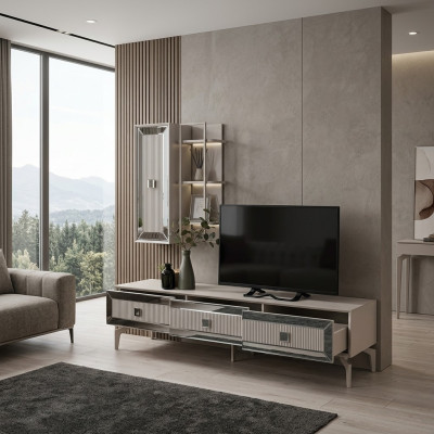 Lowboard Sideboard Stand de télévision Armoire Meuble TV Salon Armoire TV Bois Blanc Étagères
