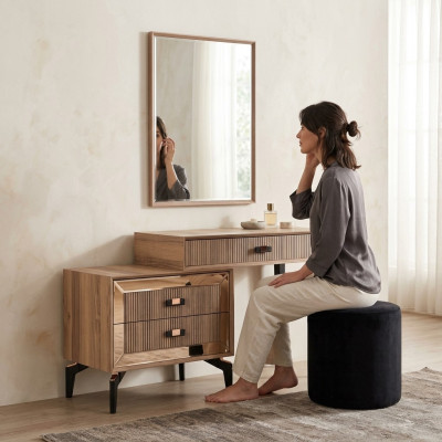 Luxe coiffeuse, coiffeuse, console, ensemble de commode, 2 pièces, doré