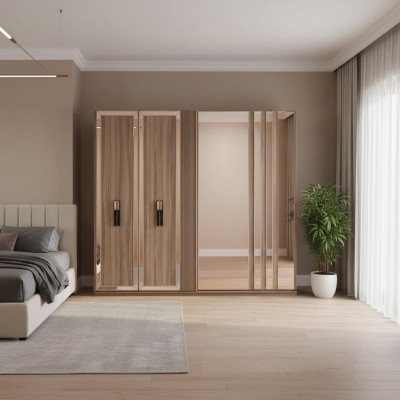Armoires de vêtements Armoires de garde-robe modernes en bois doré Chambre.