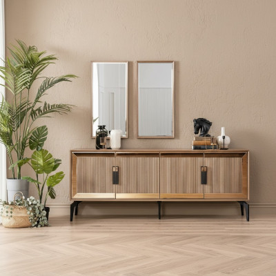 Buffet avec miroir Groupe de commode en bois doré Salle à manger