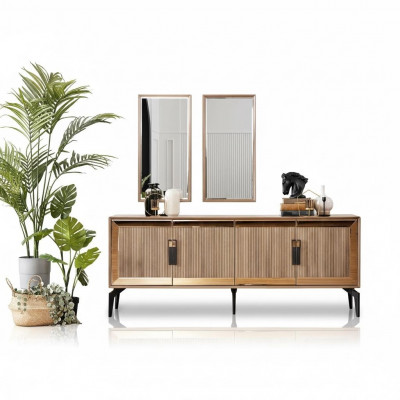Buffet avec miroir Groupe de commode en bois doré Salle à manger