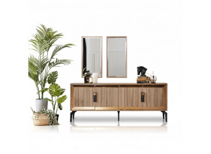 Buffet avec miroir Groupe de commode en bois doré Salle à manger