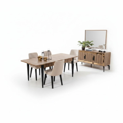 Ensemble de salle à manger Suite Salle à manger Table à manger Ensemble 7 pièces Salle à manger Bois Marron