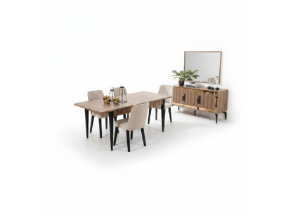 Ensemble de salle à manger Suite Salle à manger Table à manger Ensemble 7 pièces Salle à manger Bois Marron