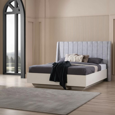 Lit double Ensemble de chambre Lit en bois Ensemble 3 pièces Blanc Tables de chevet