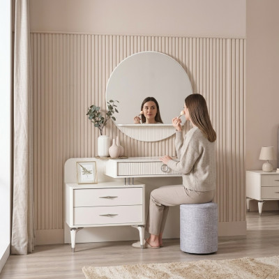 Console moderne, coiffeuse, coiffeuse, ensemble de commodes, 3 pièces, blanc.