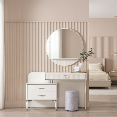 Console moderne, coiffeuse, coiffeuse, ensemble de commodes, 3 pièces, blanc.