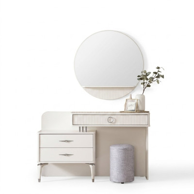 Console moderne, coiffeuse, coiffeuse, ensemble de commodes, 3 pièces, blanc.