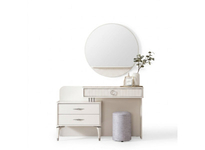 Console moderne, coiffeuse, coiffeuse, ensemble de commodes, 3 pièces, blanc.