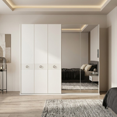 Armoire Blanche pour Chambre avec Miroir Armoires pour Vêtements en Bois