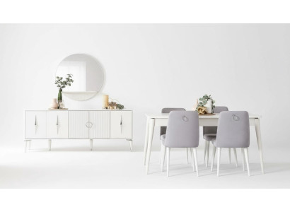 Ensemble de salle à manger Suite Salle à manger Ensemble de table à manger Ensemble de salle à manger 9 pièces Blanc Bois Grand