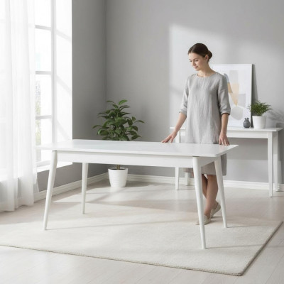 Table de salle à manger Table à manger Table Blanc Salle à manger Bois Extensible Moderne