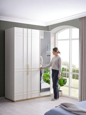 Armoire Armoires Armoire en bois Blanc Miroir Chambre d'enfants