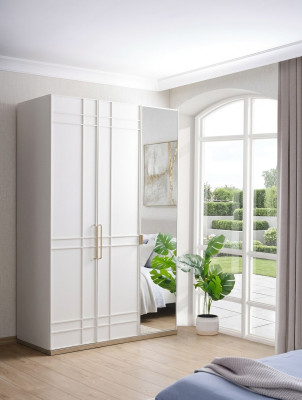 Armoire Armoires Armoire en bois Blanc Miroir Chambre d'enfants