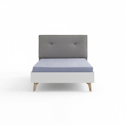 Lit pour enfants Lit 100 cm lit de jeunesse Bois Gris Chambre d'enfants Tissu Moderne