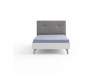 Lit pour enfants Lit 100 cm lit de jeunesse Bois Gris Chambre d'enfants Tissu Moderne
