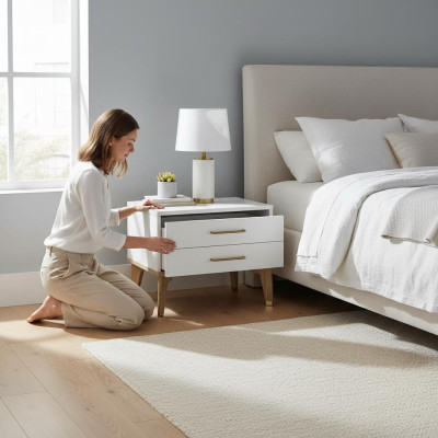 Table de chevet Table de chevet pour enfants Console de nuit Chambre d'enfants Bois Blanc Table