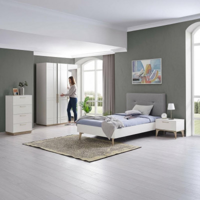Chambre d'enfant Suite Lit pour enfants Lit de jeunesse Ensemble de lit 4 pièces Bois blanc