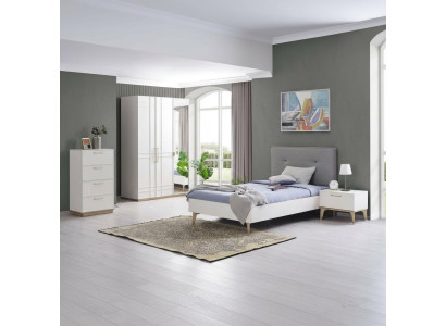 Chambre d'enfant Suite Lit pour enfants Lit de jeunesse Ensemble de lit 4 pièces Bois blanc