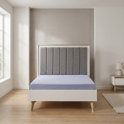 Cadre de lit Chambre d'enfants Lit pour enfants 100 cm lit de jeunesse Bois Gris Tissu
