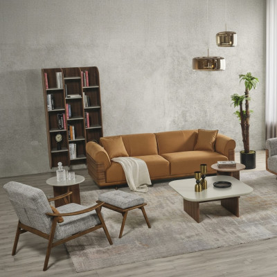 Ensemble de canapé complet avec canapé rembourré marron trois places fauteuil moderne 3 pièces