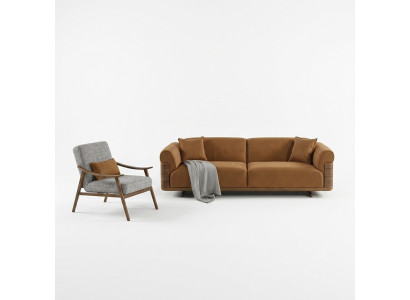 Ensemble de canapé complet avec canapé rembourré marron trois places fauteuil moderne 3 pièces