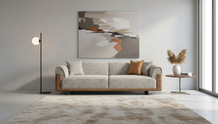 Canapé trois places Canapé trois places Rembourré Gris Tissu Polyester Canapé Moderne