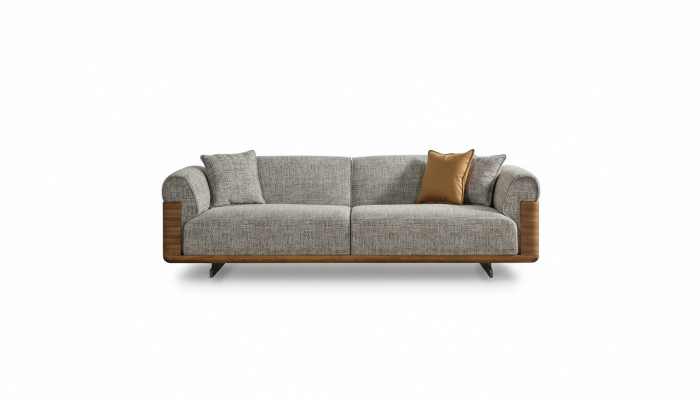 Canapé trois places Canapé trois places Rembourré Gris Tissu Polyester Canapé Moderne