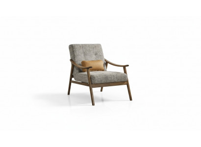 Fauteuil à Oreilles 2 Places en Tissu Gris Polyester Salon Moderne
