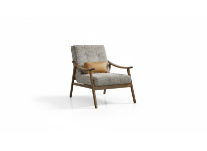 Fauteuil à Oreilles 2 Places en Tissu Gris Polyester Salon Moderne