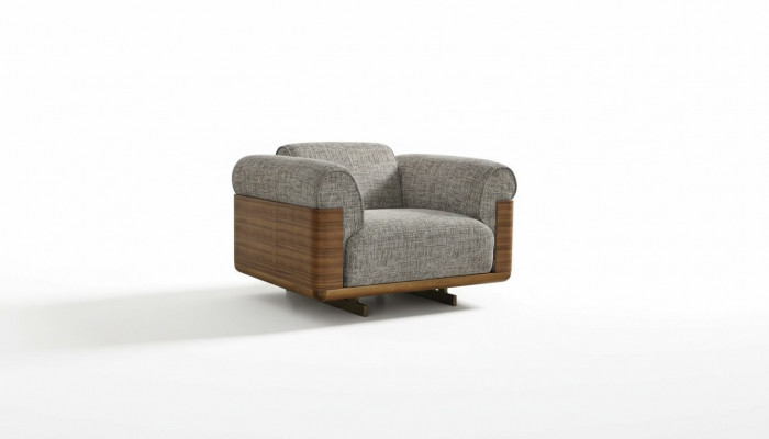 Fauteuil Crapaud en tissu 2 places en polyester gris Salon Moderne