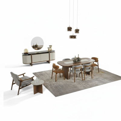 Ensemble de salle à manger Suite Table à manger Set 9 pièces Salle à manger Bois marron neuf