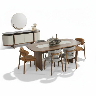 Suite Salle à manger Ensemble de salle à manger Table à manger Ensemble 7 pièces Bois marron neuf