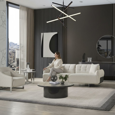 Canapés de luxe canapé rembourré Blanc Complet et fauteuil trois places deux canapés