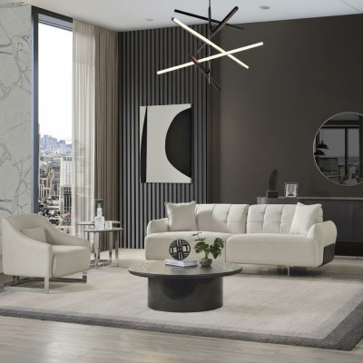 Canapés de luxe canapé rembourré Blanc Complet et fauteuil trois places deux canapés