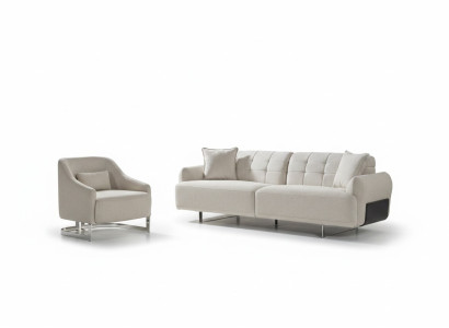 Canapés de luxe canapé rembourré Blanc Complet et fauteuil trois places deux canapés