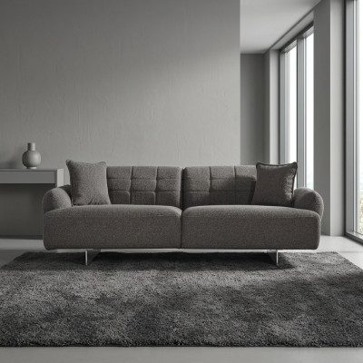 Canapé 3 places Canapé 3 places Rembourré Gris Tissu Polyester Moderne Nouveau