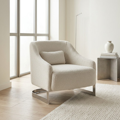 Fauteuil moderne à ailes en polyester blanc pour salon