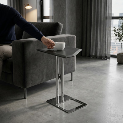 Table d'appoint Table Basse Table de Salon en acier inoxydable argent Mobilier