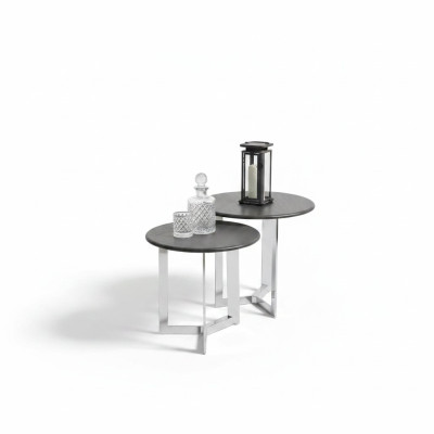 Groupe Table d'appoint Table Basse Salon en acier inoxydable Argent Ensemble