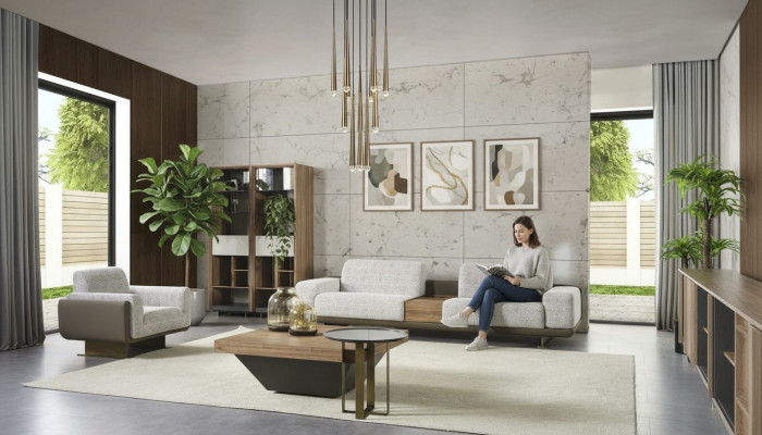 Suite de canapé quatre places Fauteuil en tissu Canapé en tissu Canapé moderne
