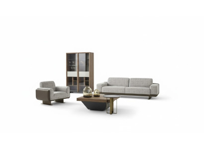 Ensemble de canapé trois places et une place canapé rembourré gris Groupe de design de canapé