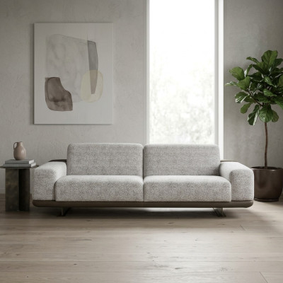 Canapé trois places Canapé 3 places Rembourré Gris Tissu Polyester Canapé Moderne