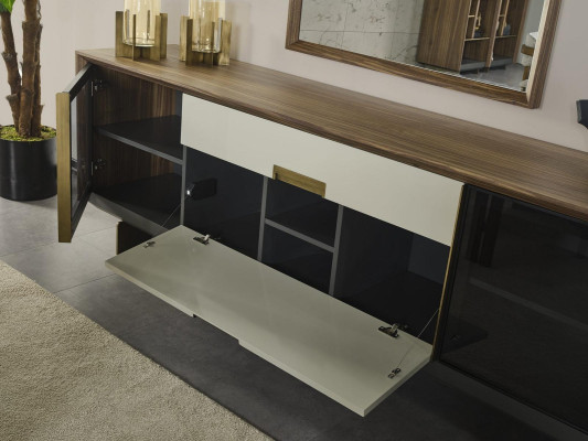 Bahut Bahut avec miroir Commode en bois multicolore Ensemble de salle à manger