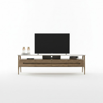 Meuble TV Bas TV Stand Unité murale Buffet Armoire en bois marron Élégant