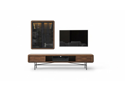 Groupe meuble TV - Buffet TV - Buffet - Armoire 2 pièces en bois brun Étagère