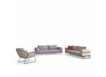 Ensemble de canapé complet en tissu blanc de luxe et entièrement rembourré