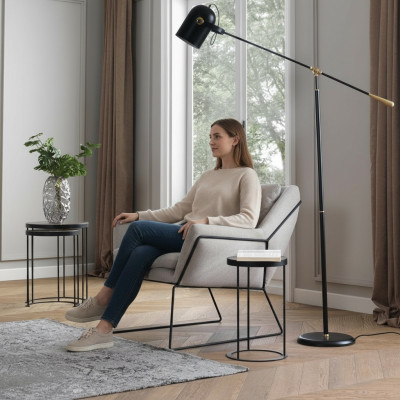 Fauteuil 1 place en tissu - Fauteuil à ailes en polyester gris pour le salon
