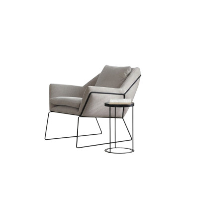 Fauteuil 1 place en tissu - Fauteuil à ailes en polyester gris pour le salon