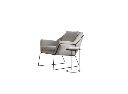 Fauteuil 1 place en tissu - Fauteuil à ailes en polyester gris pour le salon